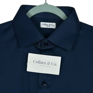 Collars & Co Polo Shirt Mens Large Tall Navy Blue Dress Collar Preppy Office NWT
